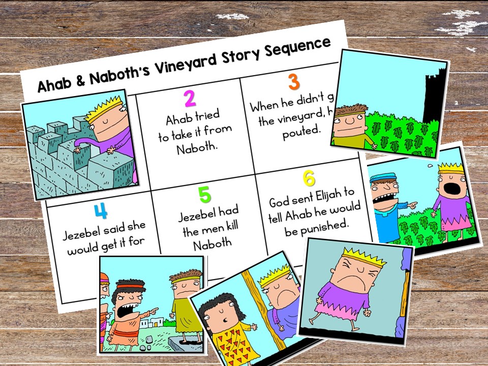 King Ahab And Naboth's Vineyard - Bible Class Printables - Maestra Mom