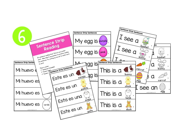 Pre-K Easter literacy centers sentence stem reading activity