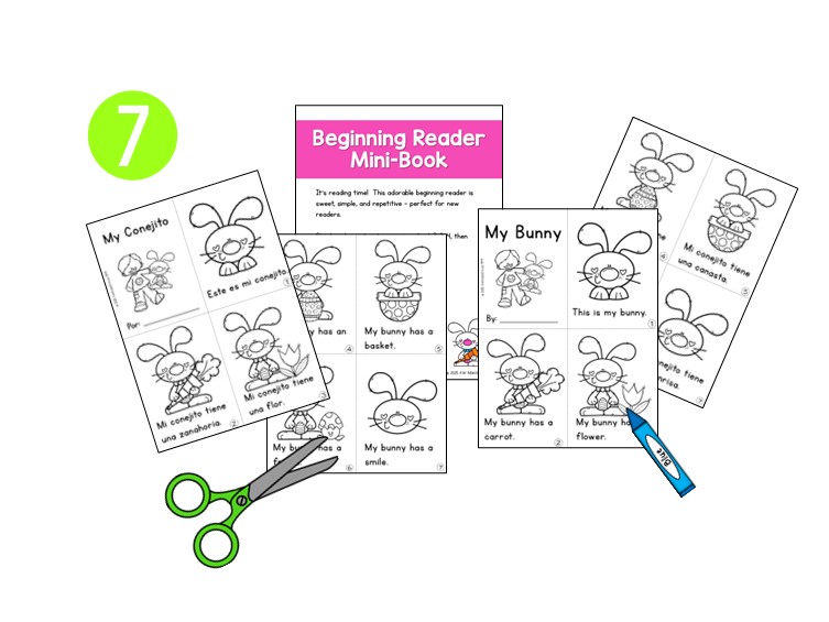 Preschool Easter literacy centers beginning reader mini book