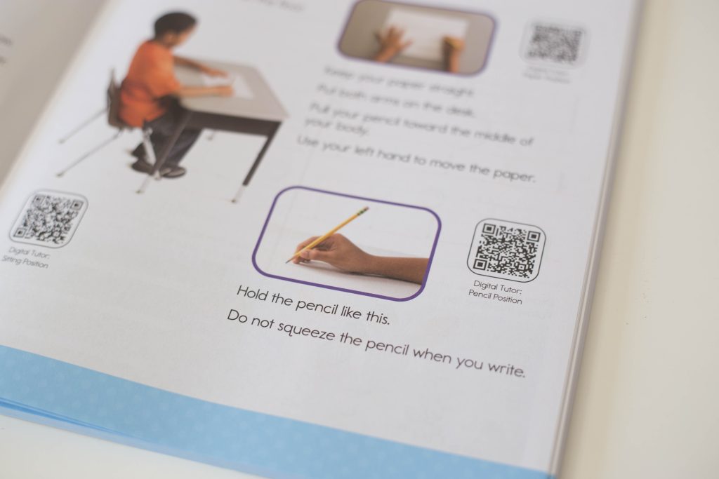 Pencil grasp in Highlights' handwriting workbooks